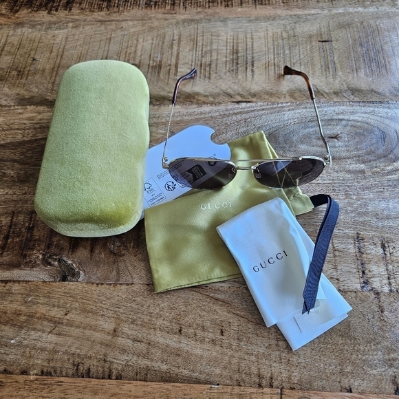 GUCCI Men's 61mm aviator sunglasses Gg0969s Brown Gold Authentic New - Picture 12 of 14